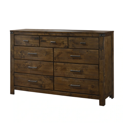 Timeless 6-Piece Brown Rustic Wood Panel Bedroom Set with Modern Design and Inviting Elegance