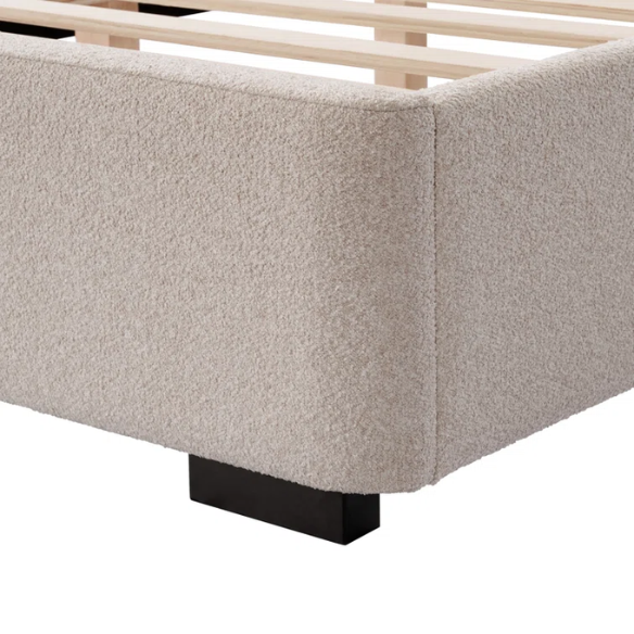 Bouclé Platform Bed with Arched Headboard – Modern Design, Easy Assembly, and Superior Comfort for King Size