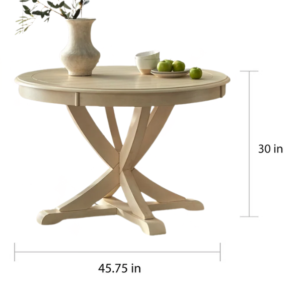 Charming Country-Style Dining Set with Rustic Appeal – Round Table & Geometric Back Chairs