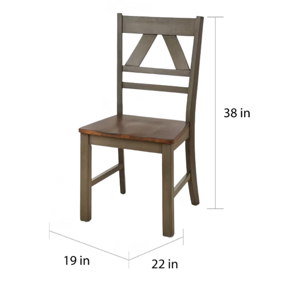 Charming Country-Style Dining Set with Rustic Appeal – Round Table & Geometric Back Chairs