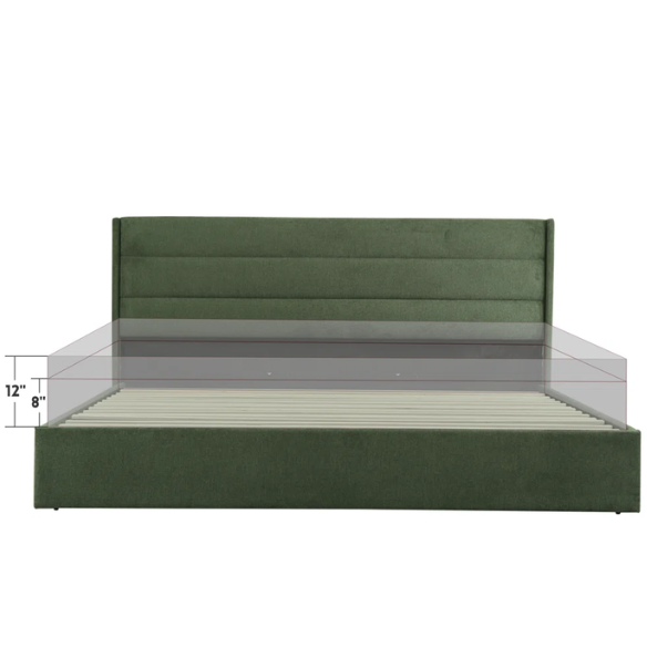 Elegant Hydraulic Lift Upholstered Storage Bed with Wingback Headboard, Linen Fabric, Button-Tufted Detailing, and Ample Under-Bed Storage for Bedding and Seasonal Items
