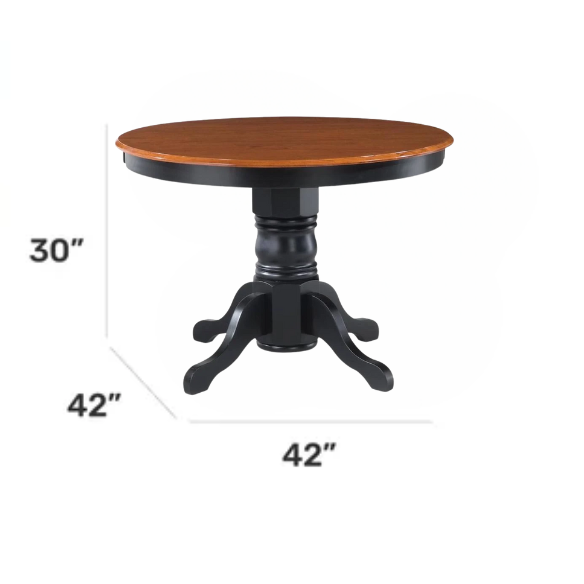 42" Round Pedestal Dining Table – Solid Hardwood Construction, Versatile Design, Seats 4