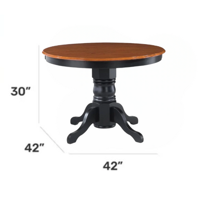 42" Round Pedestal Dining Table – Solid Hardwood Construction, Versatile Design, Seats 4