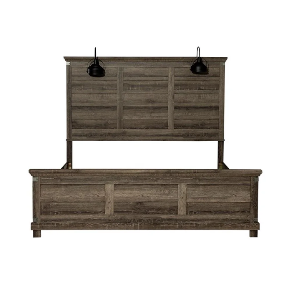 Urban Rustic Brown Wooden Full Double Size Bedroom Set – Stylish Design with Sturdy and Warm, Contemporary Charm