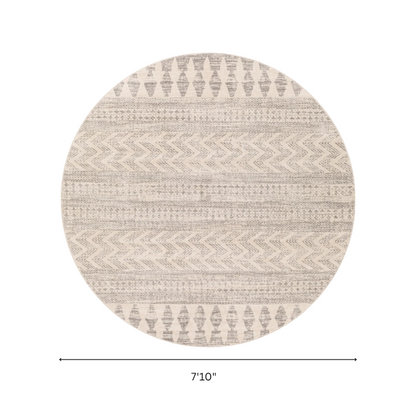 Southwestern-Inspired Geometric Rug – Gray Diamond, Chevron & Dot Patterns on Off-White, Stain-Resistant, Perfect for High-Traffic Areas