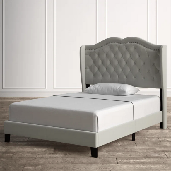Elegant Upholstered Standard Bed – Full/Double Size with Soft Polyester Fabric and Timeless Design