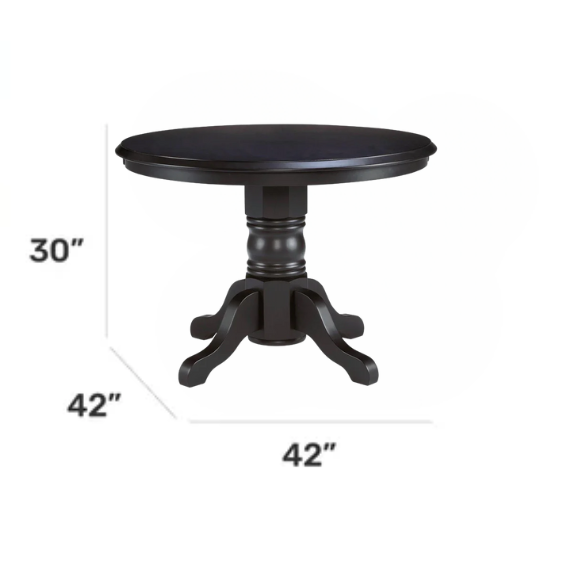 42" Round Pedestal Dining Table – Solid Hardwood Construction, Versatile Design, Seats 4