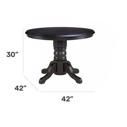 42" Round Pedestal Dining Table – Solid Hardwood Construction, Versatile Design, Seats 4