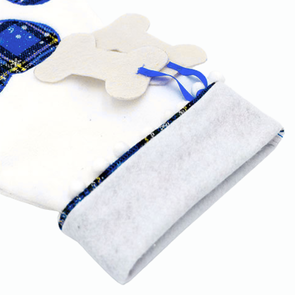 Blue Plaid Paw Christmas Stocking – Festive Holiday Decor & Gift Holder for Pets