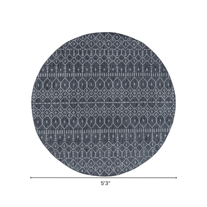 Boho-Inspired Charcoal & Light Grey Geometric Rug – Fade & Stain-Resistant, Low-Pile, Perfect for High-Traffic Indoor/Outdoor Spaces