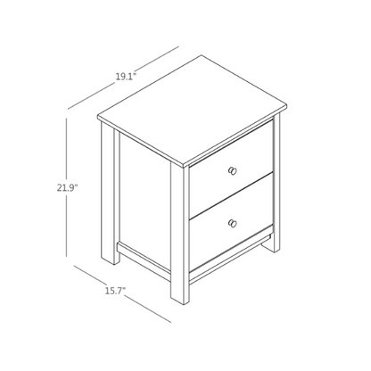 2-Drawer Nightstand – Neutral Engineered Wood, Streamlined Rectangular Design, Four Block Legs, Convenient Storage with Roller-Glide Drawers & Metal Knobs, Perfect for Traditional & Contemporary Bedroom