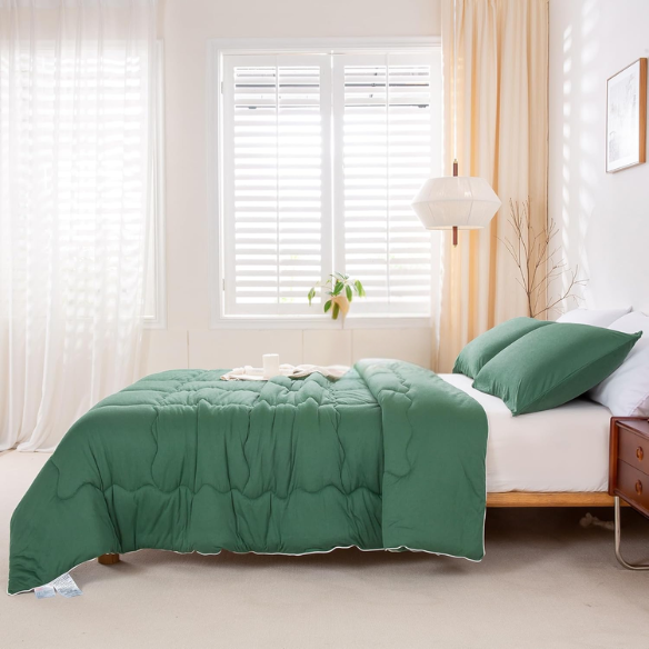 Ultra-Soft Comforter Set, Jersey Knit Milk Cup Breathable Fluffy Light Weight Bedding Down Alternative & Pillowcase