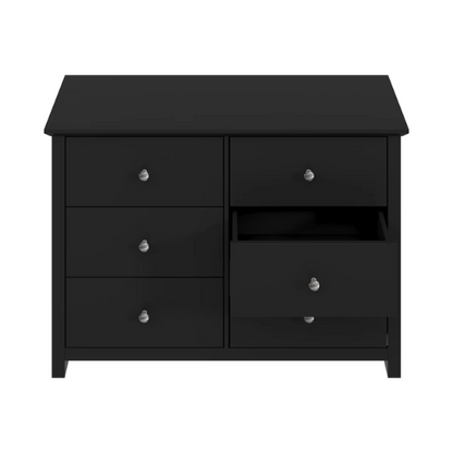 Modern 6-Drawer Double Dresser with Angled Sled Legs and Round Metal Hardware