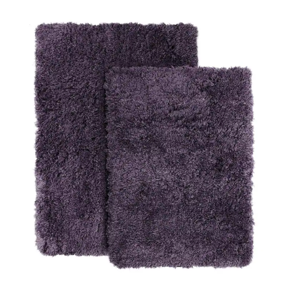 Dark Purple Shaggy Bath Rug Set – Ultra-Soft Microfiber Non-Slip Bathroom Mat with Rubber Backing (2 or 3-Piece Set)