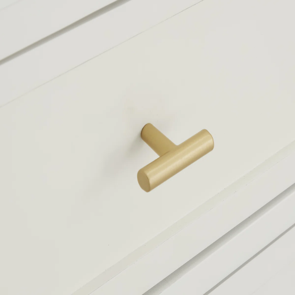 2-Drawer Nightstand – Traditional Solid Wood Frame with Inset Paneling, Neutral Finish, Gold Coastal-Inspired Drawer Pulls, Clean Lines & Spacious Surface for Bedroom Essentials