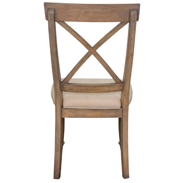 Taupe Weathered Driftwood Dining Chair with Beige Linen Cushion – Coastal Cottage Style Seating