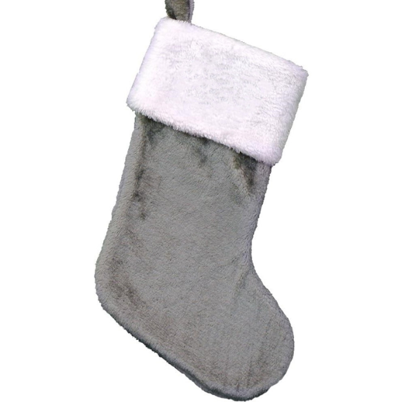 Classic Grey & White Christmas Stocking – Personalized Holiday Decor