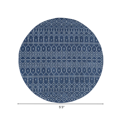 Boho-Inspired Navy & Grey Geometric Rug – Fade & Stain-Resistant, Low-Pile, Perfect for High-Traffic Indoor/Outdoor Spaces