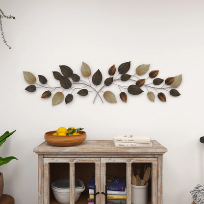Textured Metal Leaf Wall Décor – Autumn-Inspired Bronze, Silver & Dark Gray Wall Sculpture for Traditional Home Décor