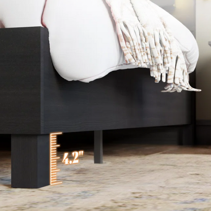 Modern King Size Wood Bed Frame with LED-Integrated Headboard & Adjustable Features for Ultimate Comfort
