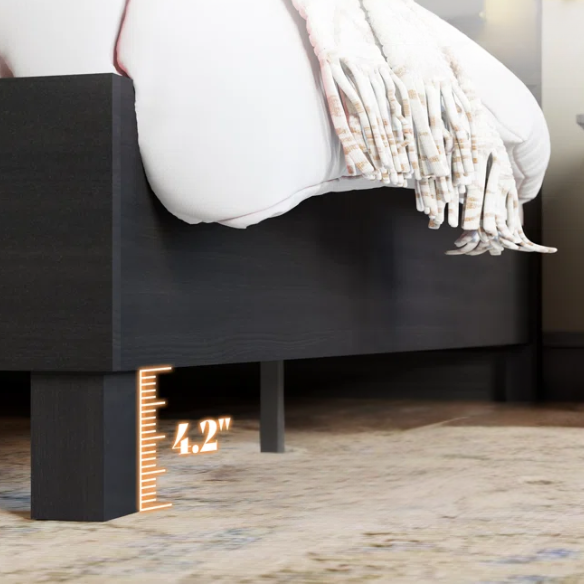 Modern King Size Wood Bed Frame with LED-Integrated Headboard & Adjustable Features for Ultimate Comfort