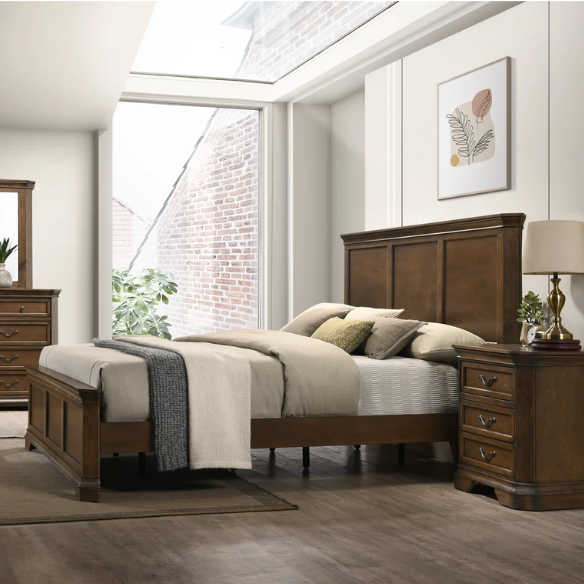 Solid Walnut Wood 3-Piece Queen Bedroom Set – Durable, Elegant, and Timeless Standard Bed Set