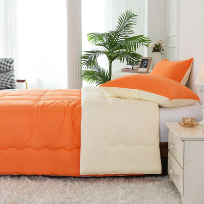 Reversible Ultra-Soft Comforter Set – Jersey Knit, Breathable, and Fluffy with Lightweight Down Alternative & Matching Pillowcase