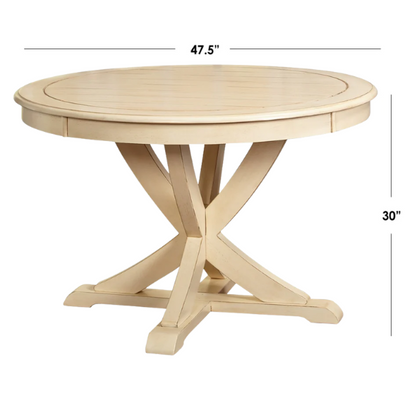 Charming Round Country-Style Dining Table – Cozy and Inviting with Beadboard Detailing