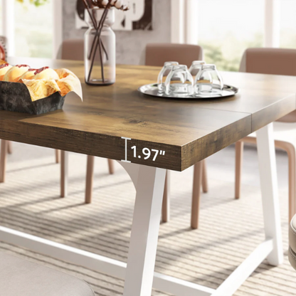 70.87-Inch Rectangular Dining Table for 8 – Sturdy Wood Kitchen Table with Industrial Metal Frame, Versatile Use for Dining, Office, or Events