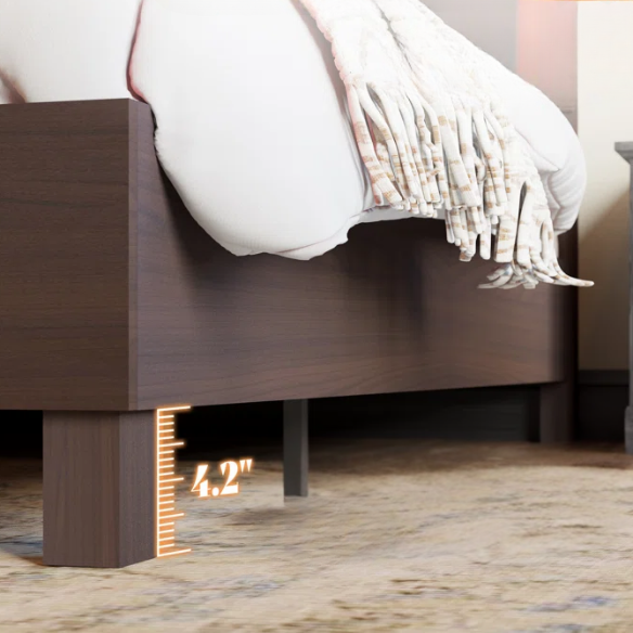 Modern King Size Wood Bed Frame with LED-Integrated Headboard & Adjustable Features for Ultimate Comfort