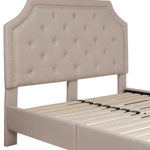 Elegant Button Tufted Upholstered Platform Bed Frame – Full Double Size with Modern Design