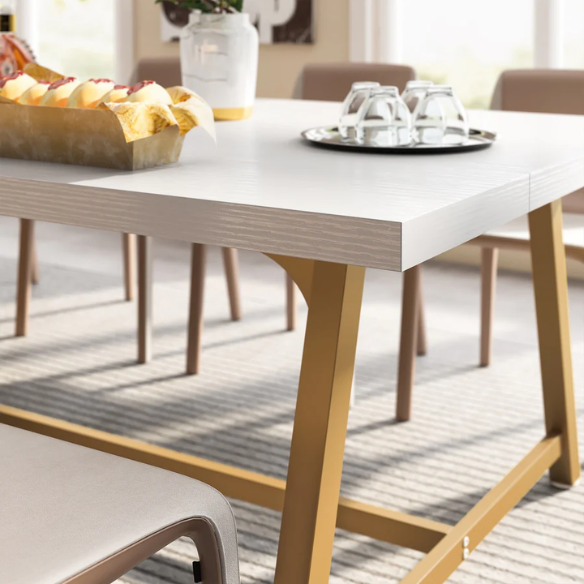 70.87-Inch Rectangular Dining Table for 8 – Sturdy Wood Kitchen Table with Industrial Metal Frame, Versatile Use for Dining, Office, or Events