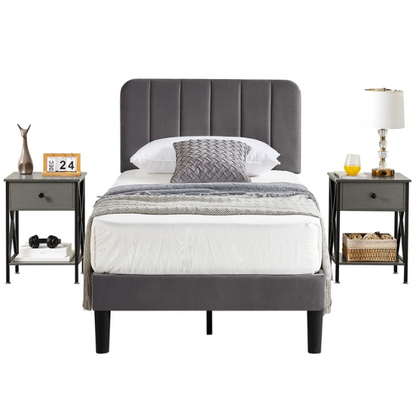 Elegant Grey Luxury Twin Bedroom Set: Exquisite 3-Piece Collection for a Stylish and Sophisticated Space