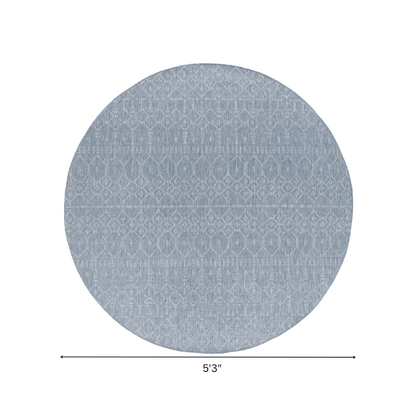 Boho-Inspired Greyish Blue & Ivory Geometric Rug – Fade & Stain-Resistant, Low-Pile, Perfect for High-Traffic Indoor/Outdoor Spaces