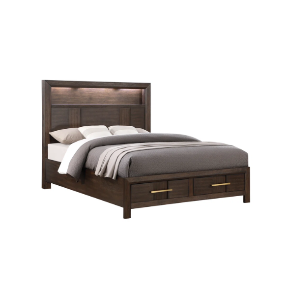 Elegant Platform Storage 4-Piece Queen Bedroom Set – Timeless Design with Modern Functionality, Includes Bed, Dresser, Mirror, and Nightstand
