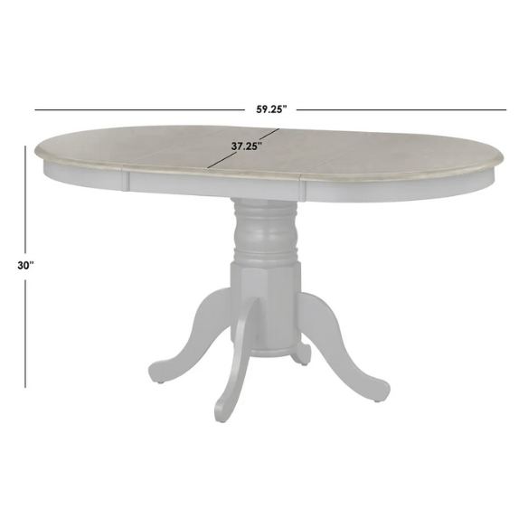 7-Piece Farmhouse Solid Wood Dining Set with Extension Leaf – Pedestal Table & Windsor Chairs