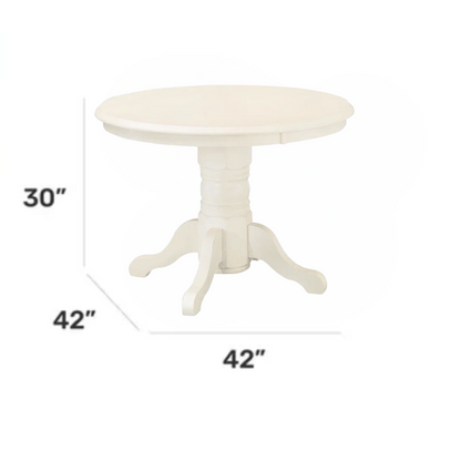 42" Round Pedestal Dining Table – Solid Hardwood Construction, Versatile Design, Seats 4