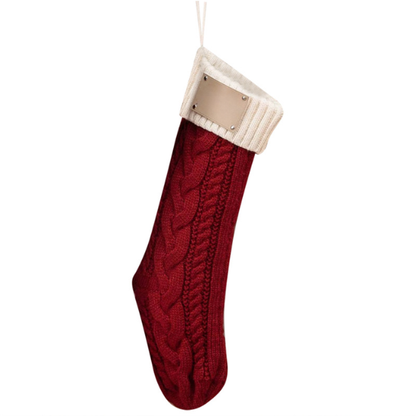Knitted Christmas Stocking with Ribbed Cuff – Classic Design