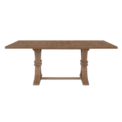 Rustic Wood Expandable Dining Table with X-Frame Base – Rubberwood Top, Extension Leaf, and Natural Rustic Design