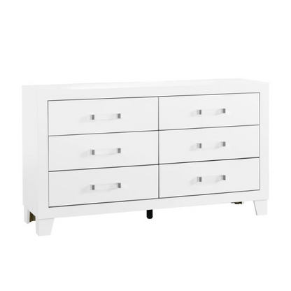 5-Piece White King Bedroom Set with LED-Backlit Upholstered Headboard, Modern Acrylic Hardware, and Plush Comfort