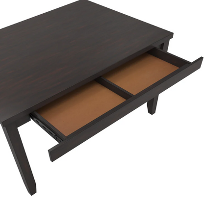 Solid Wood Rectangular Dining Table with Two Drawers – Distressed Finish, Rubberwood Construction, and Organized Storage