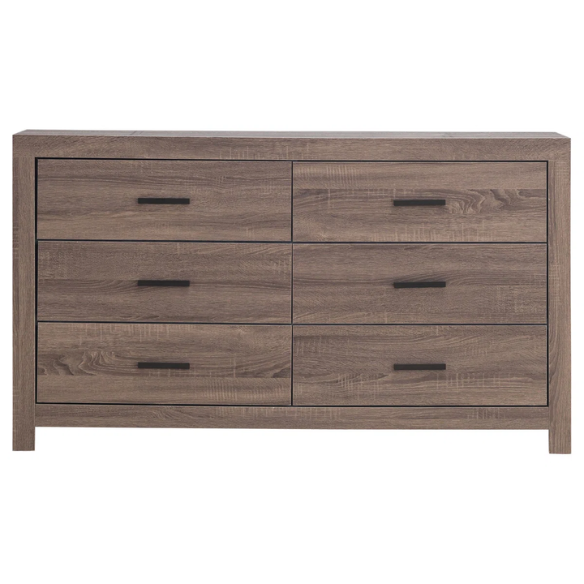 Rustic Charm 4-Piece Platform Queen Bedroom Set – Includes Bed, Nightstand, Dresser, and Mirror with Spacious Storage and Dark Bronze Pull Handles