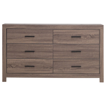 Rustic Charm 4-Piece Platform Queen Bedroom Set – Includes Bed, Nightstand, Dresser, and Mirror with Spacious Storage and Dark Bronze Pull Handles