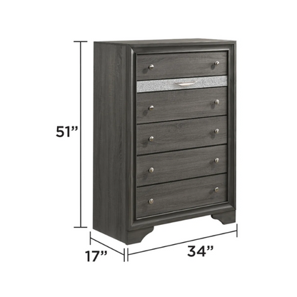 Elegant Full Size 5-Piece Bedroom Set – Featuring a Beautifully Crafted Headboard and Two Functional Storage Drawers for Added Convenience