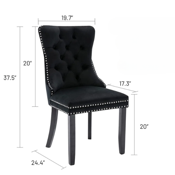 Upholstered Tufted Dining Chairs with Curved Back & Nailhead Detail – Set of 2