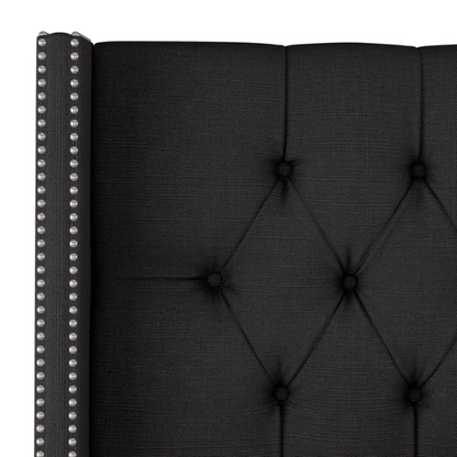 Timeless Upholstered Wingback King Size Bed with Button Tufting and Nailhead Trim