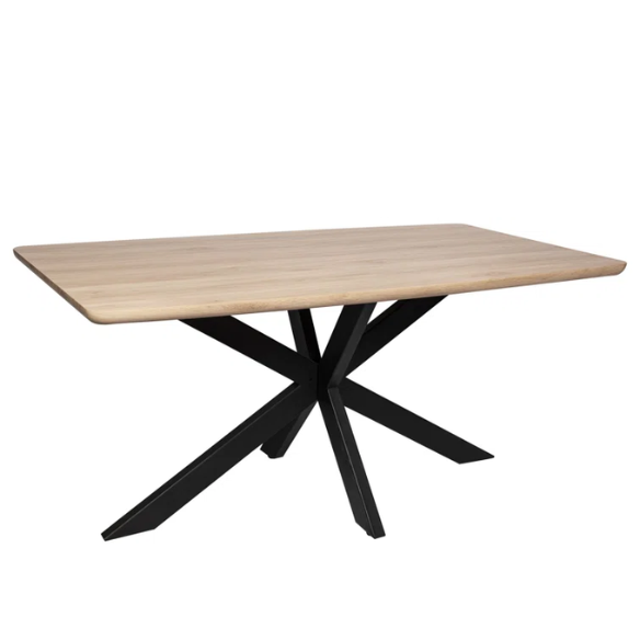 63-Inch Wood Dining Table with X-Cross Geometric Metal Base – Modern Rectangular Design, Durable MDF Top, and Sturdy Powder-Coated Base
