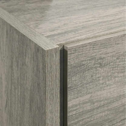 Modern LED Wall Bed with Nightstands, Dresser, Mirror, and Chest in Weathered Gray