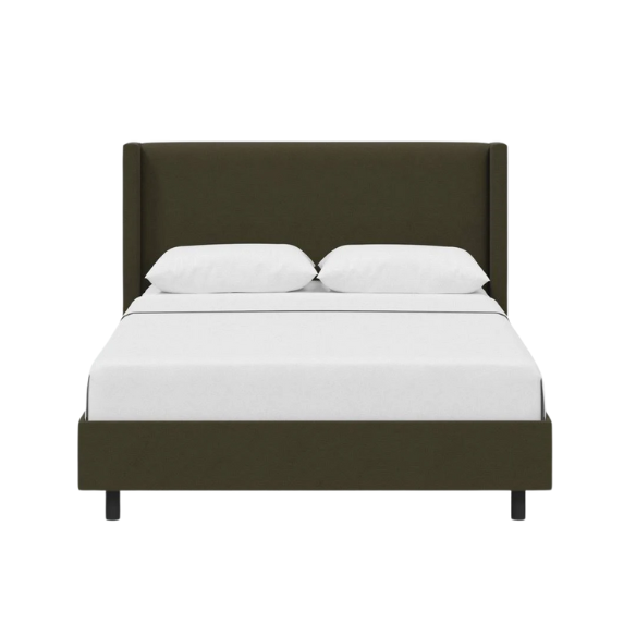Cozy and Sleek Modern Queen Size Upholstered Wingback Bed