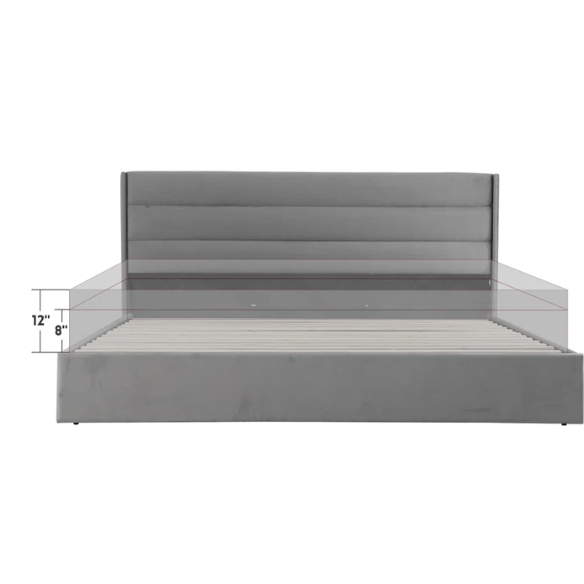 Elegant Hydraulic Lift Upholstered Storage Bed with Wingback Headboard, Velvet Fabric, Button-Tufted Detailing, and Ample Under-Bed Storage for Bedding and Seasonal Items